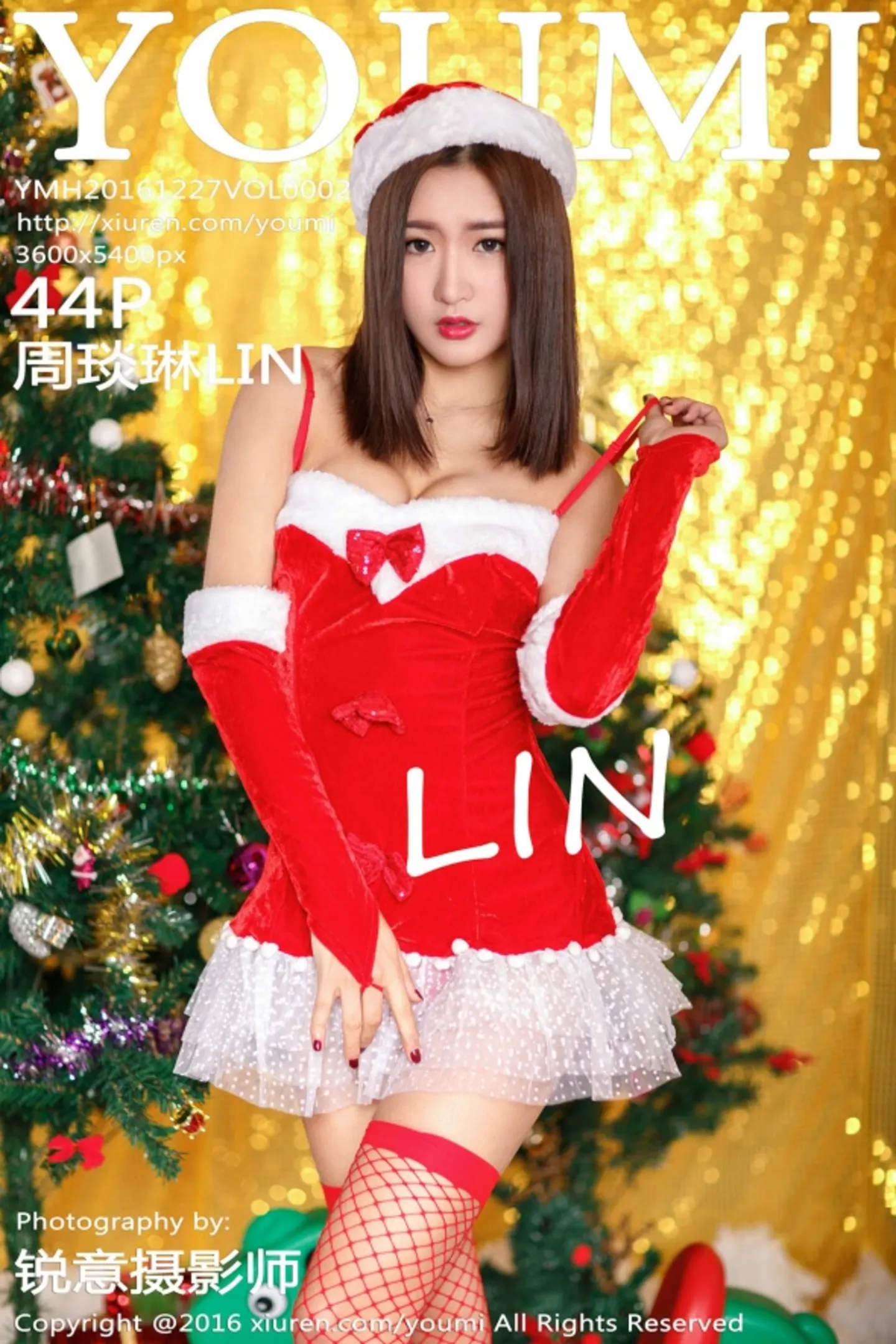 [YouMi尤蜜荟]Vol.002_嫩模周琰琳LIN艳红圣诞服饰红丝渔网配丁字裤诱惑写真44P-秀人网 - XiuRen.Space